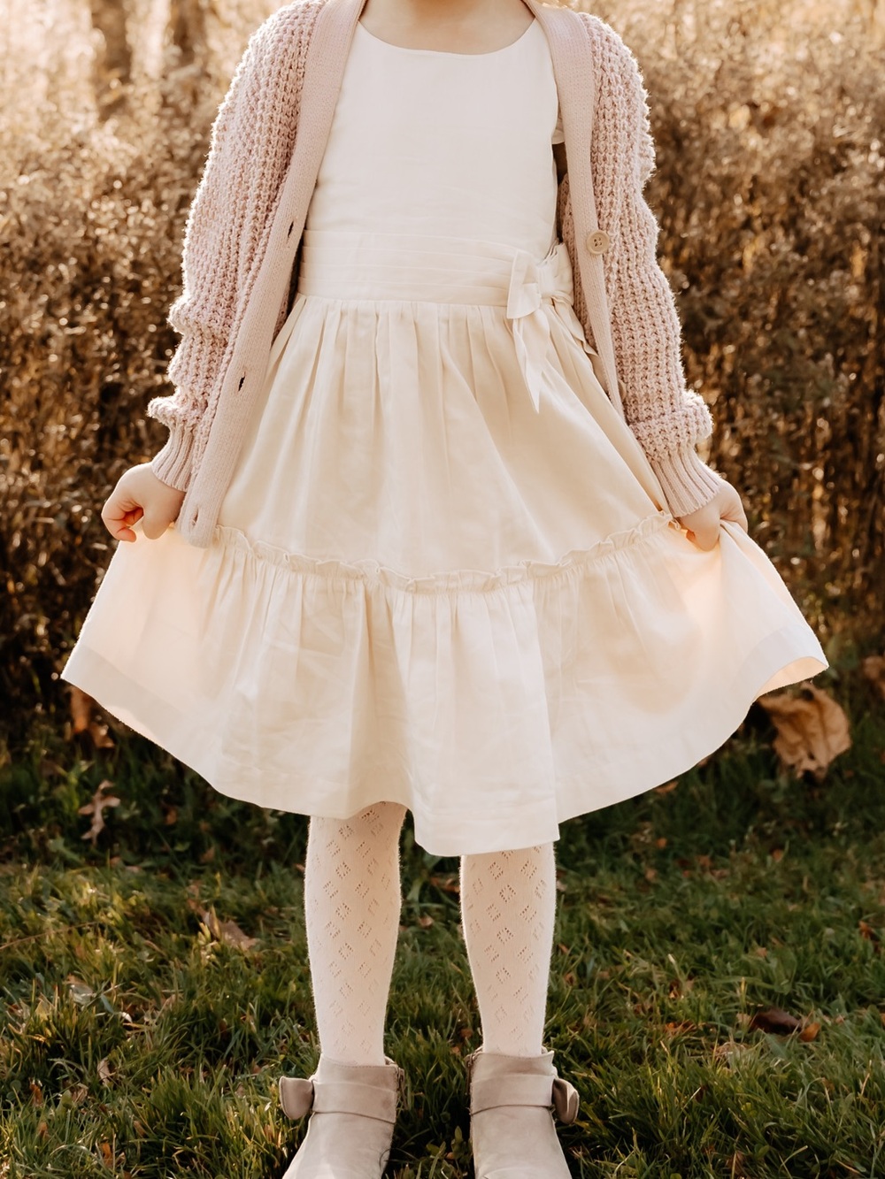 Hope & Henry Girls Cream Ruffle Tiered Dress size 3